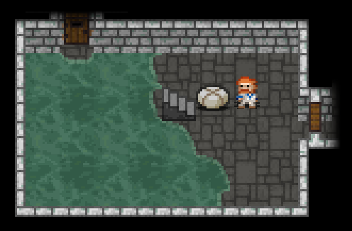 Captura de pantalla del juego. Se ve al personaje junto a una ración de comida.