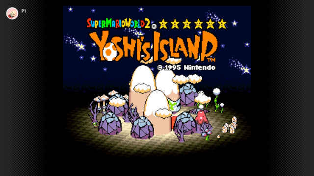 Captura de pantalla de Yoshi's Island. Pantalla del título